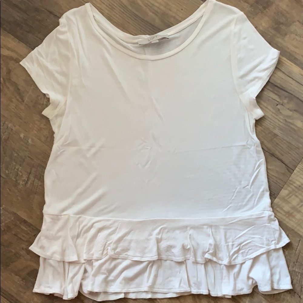 Cream short peplum tee